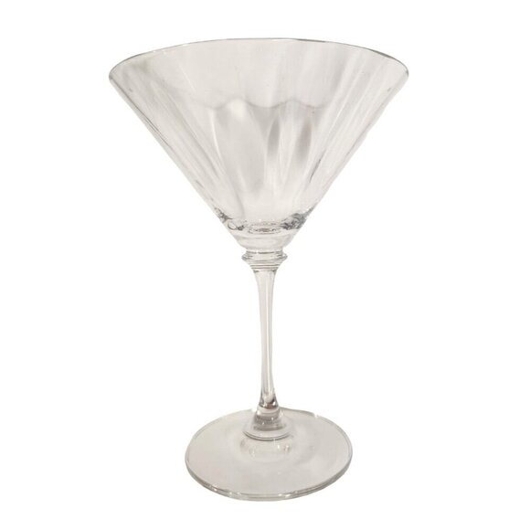 2 Mikasa Stephanie Martini Cocktail Glasses Ribbed Optic Bowl Smooth Stem - Picture 5 of 5